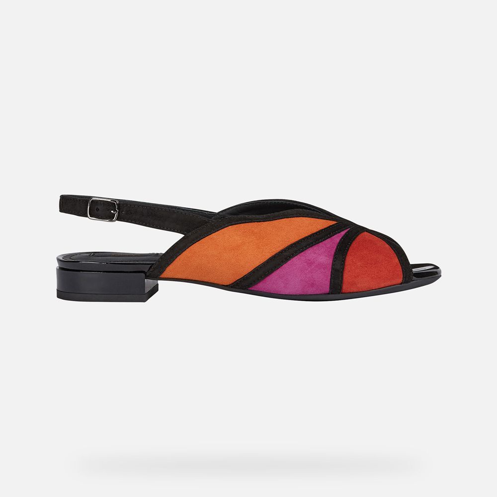 Geox Sandals Orange/Black Wistrey - Geox Womens Shoes - QOWIFZ827